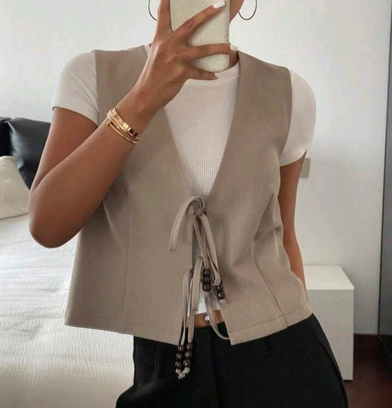 Women's Retro Vest Tank Top, Sleeveless Thin Design Casual Blazer Jacket - Picture 1 of 4